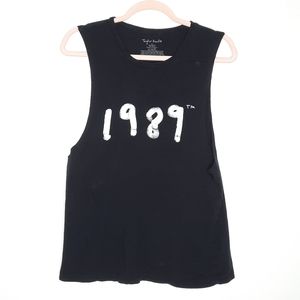 Taylor Swift Black 1989 Cut Off Tank Top M